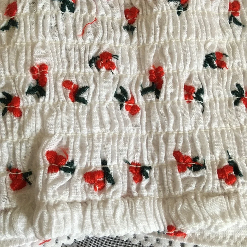 Free People Bralette Combo Red & white lace trim Size Medium - Picture 8 of 12